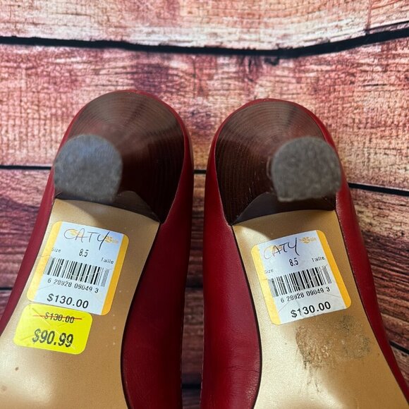 Hilary Radley Red Leather Pumps With Ruffles & Bow - Picture 16 of 16